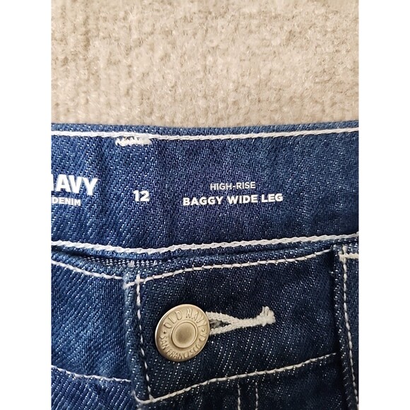 Old Navy Baggy Wide-Leg Culotte Jeans Womens 12 Blue Drapey Denim NEW - Picture 10 of 12